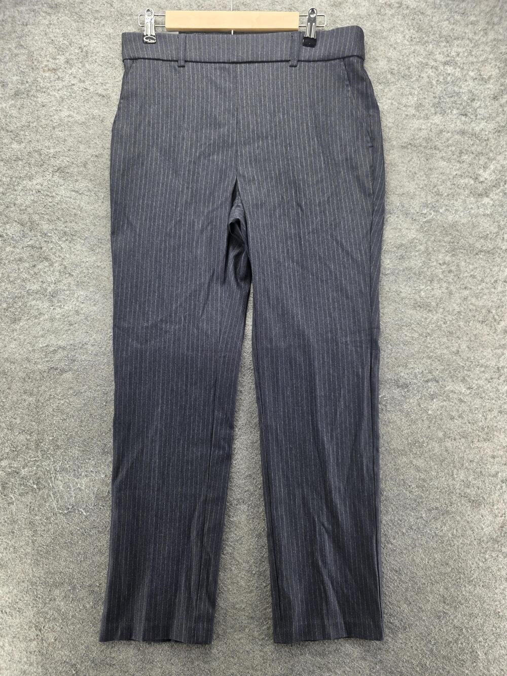 Rafaella Pants Womens 10 Gray Striped Twill Dress Pull On Stretch Pockets 28 In